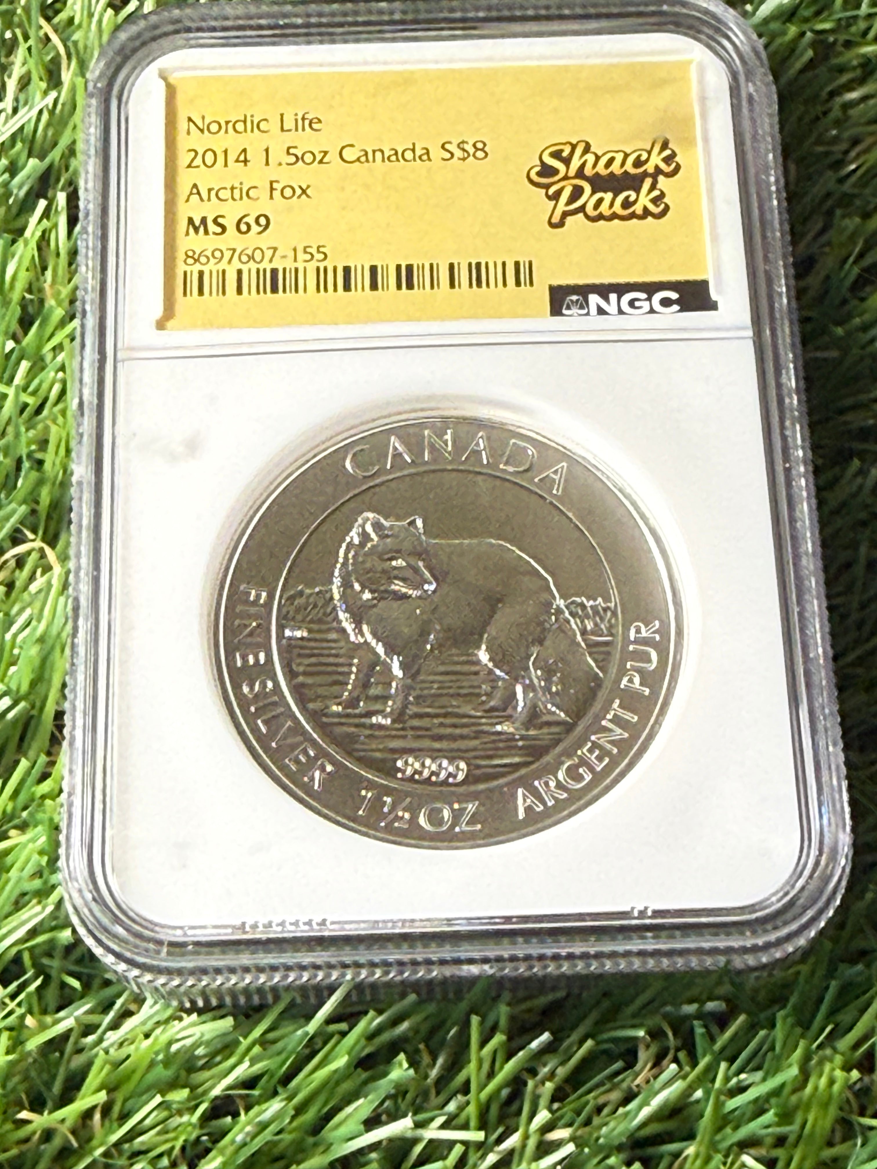 2014 Canada $8 Arctic Fox 1.5 oz Fine 999 Silver Coin NGC Graded MS69