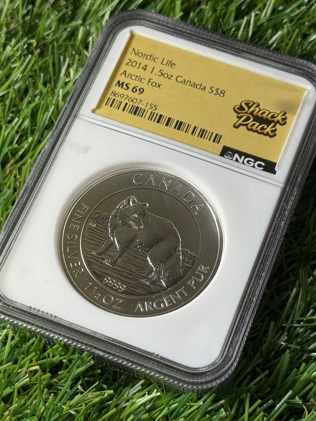 2014 Canada $8 Arctic Fox 1.5 oz Fine 999 Silver Coin NGC Graded MS69
