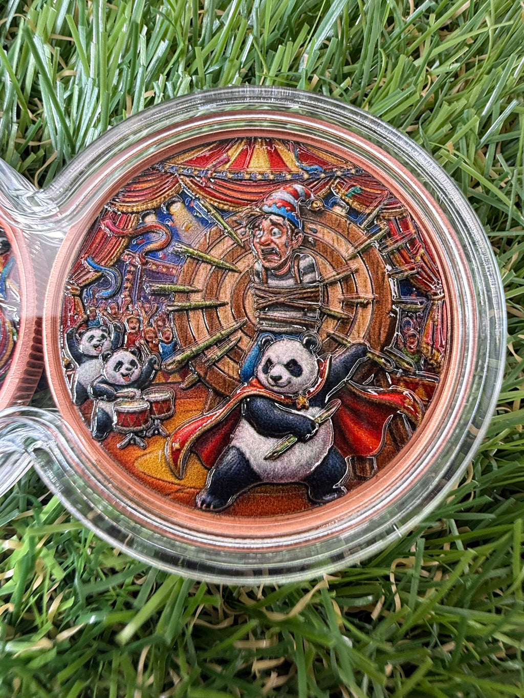 Panda Circus 2 x 1 oz fine 999 Copper Rounds in infinity Capsule