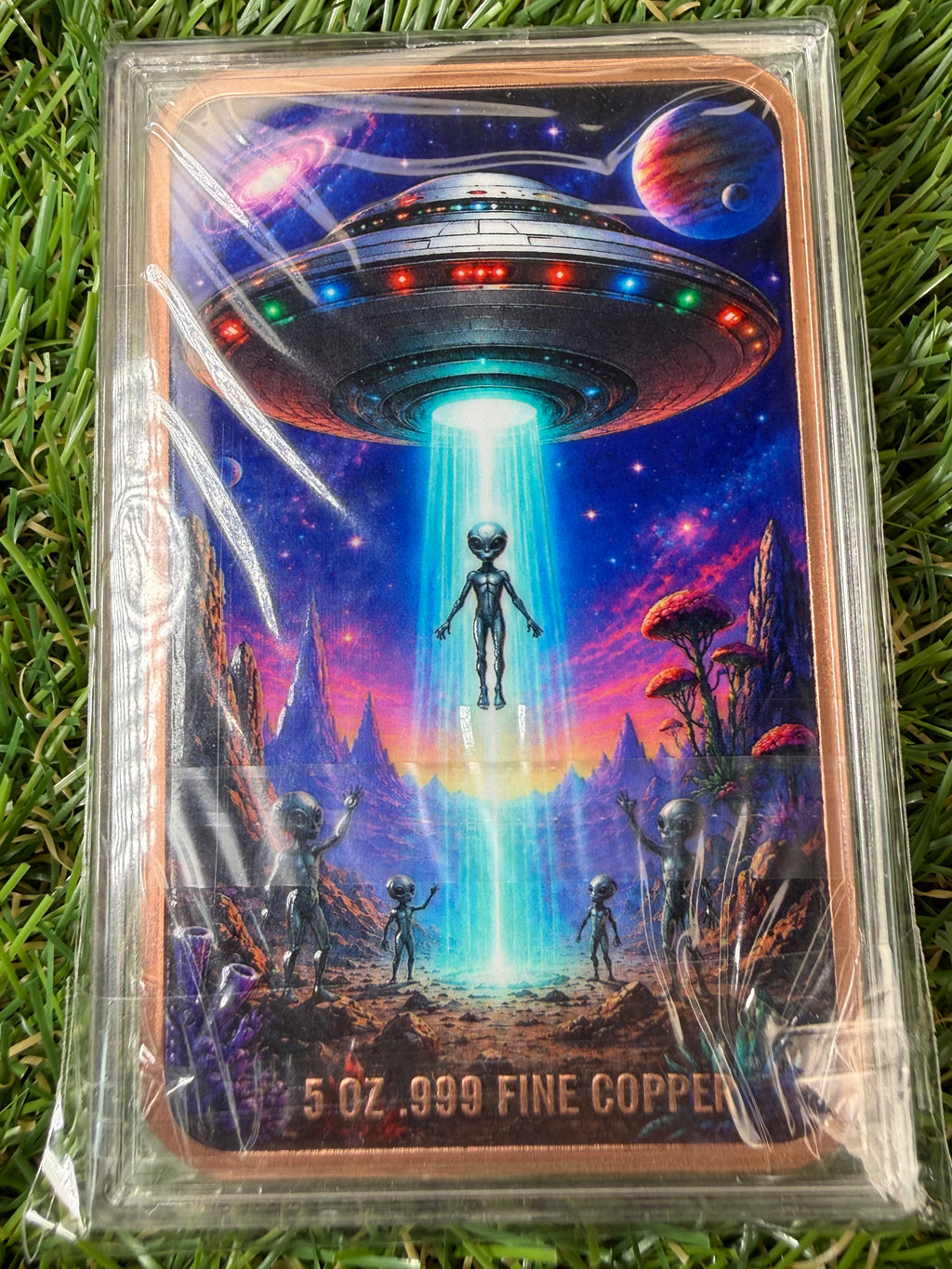 5oz 3D Alien PURE Copper Bullion Bar .999 In Capsule Free Postage