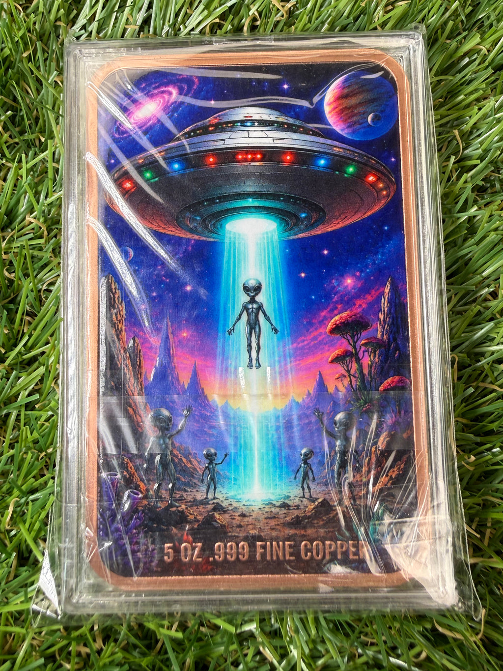 5oz 3D Alien PURE Copper Bullion Bar .999 In Capsule Free Postage