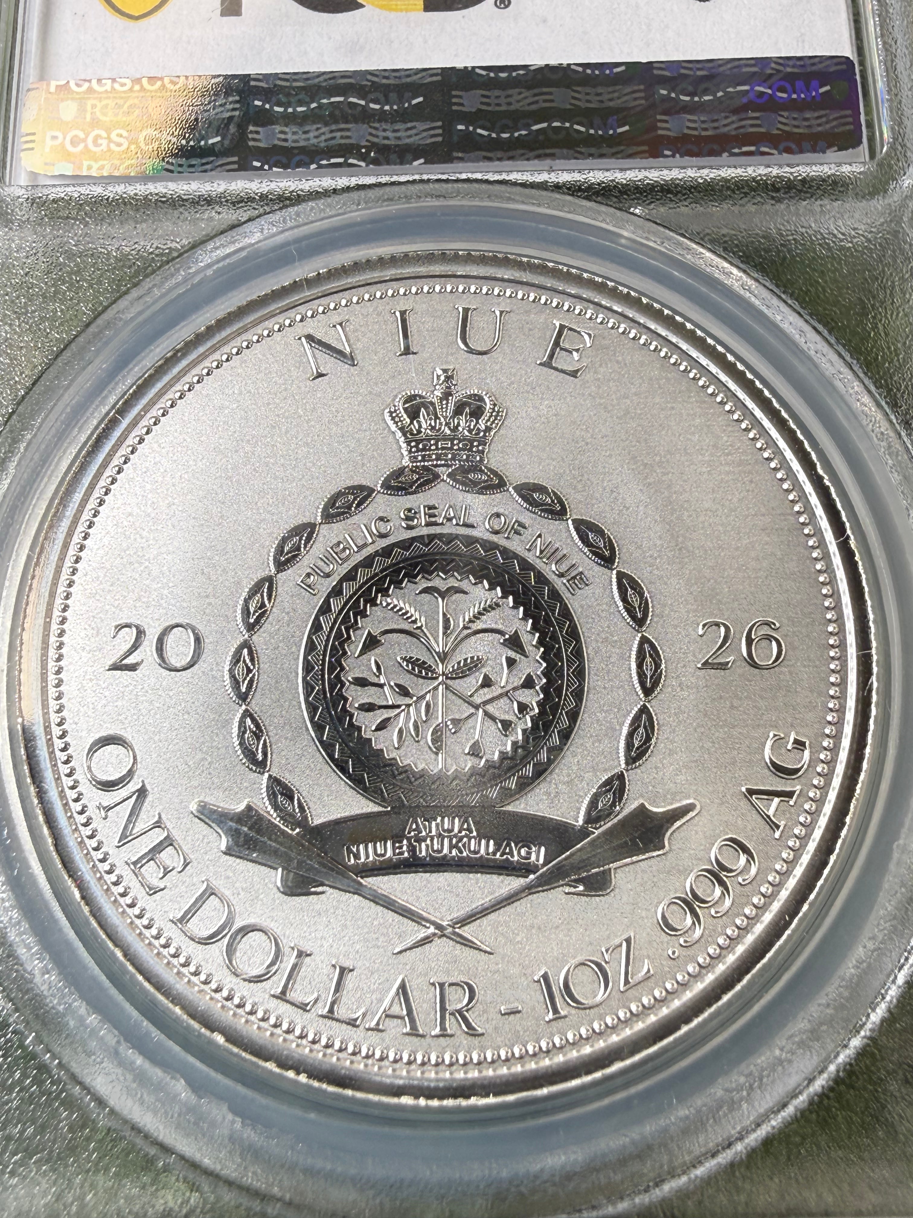 Niue Mermaid 2026 Teal Hair Colorised 1 OZ .999 Fine Silver PCGS PR70