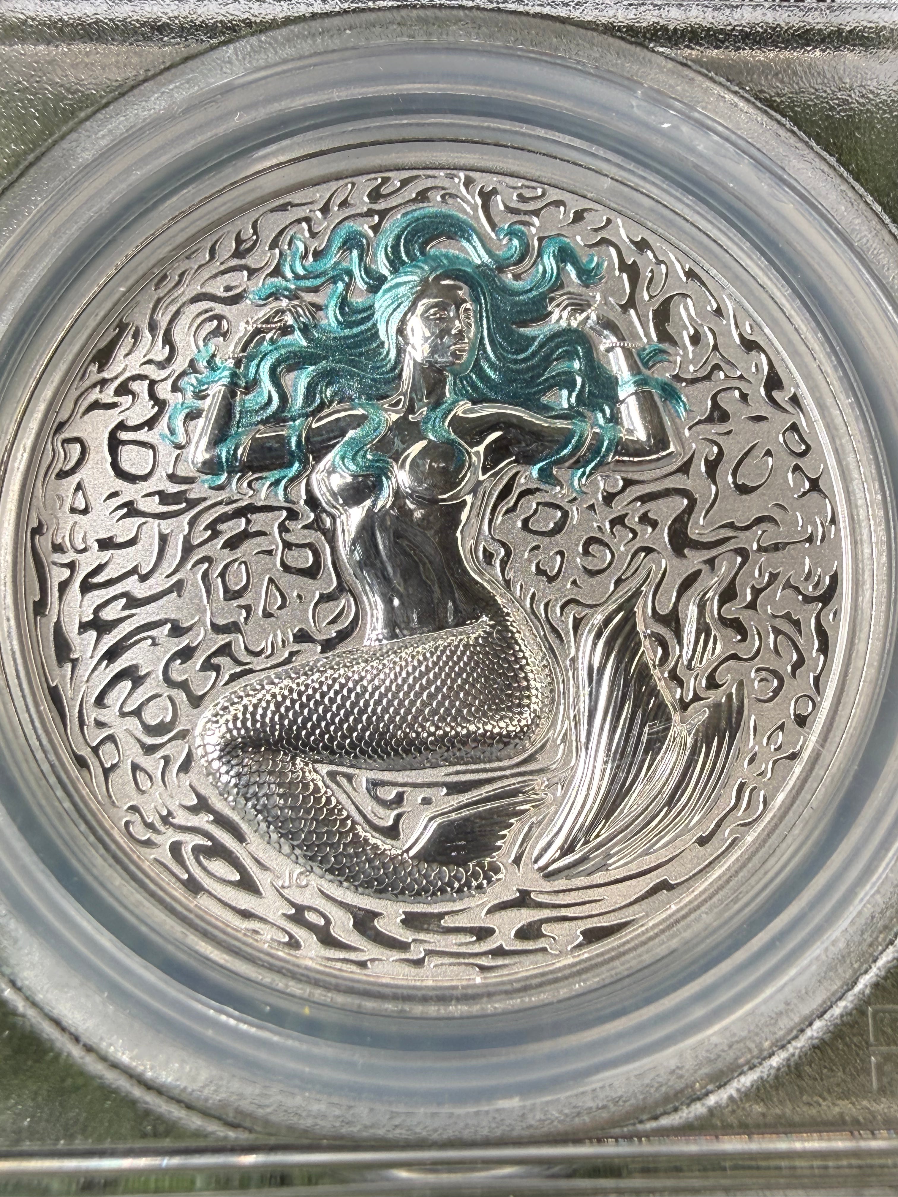 Niue Mermaid 2026 Teal Hair Colorised 1 OZ .999 Fine Silver PCGS PR70