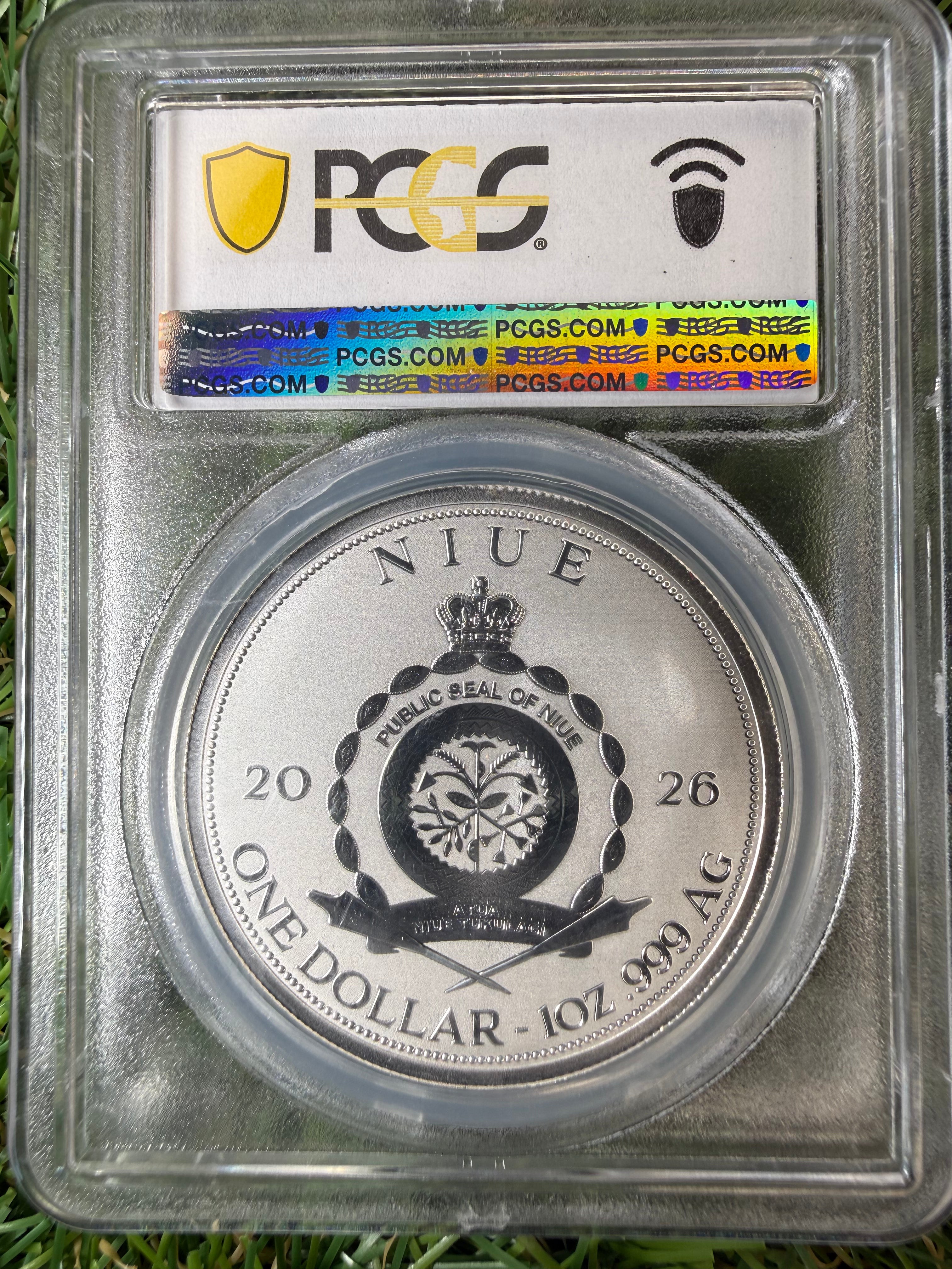 Niue Mermaid 2026 Grey/Black Tail Colourised 1 OZ .999 Fine Silver PCGS PR70