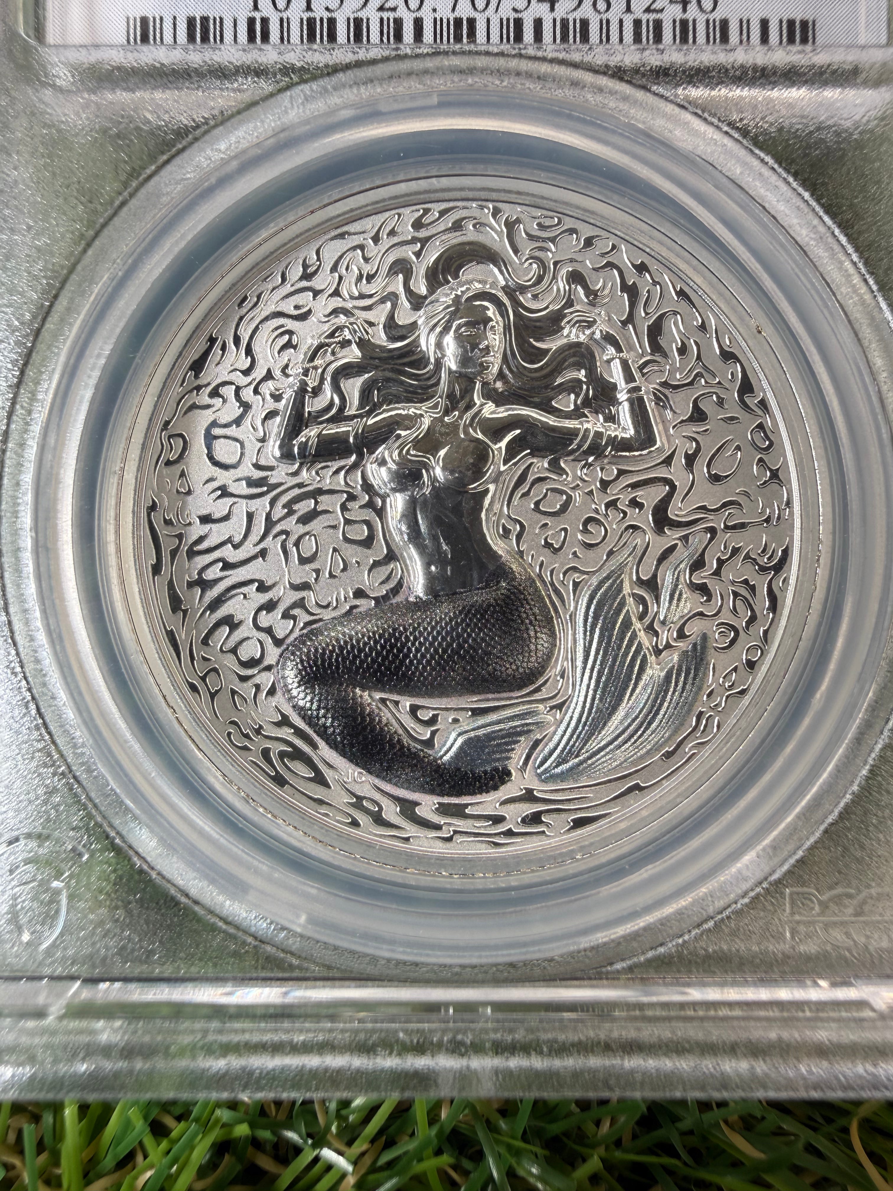Niue Mermaid 2026 Grey/Black Tail Colourised 1 OZ .999 Fine Silver PCGS PR70