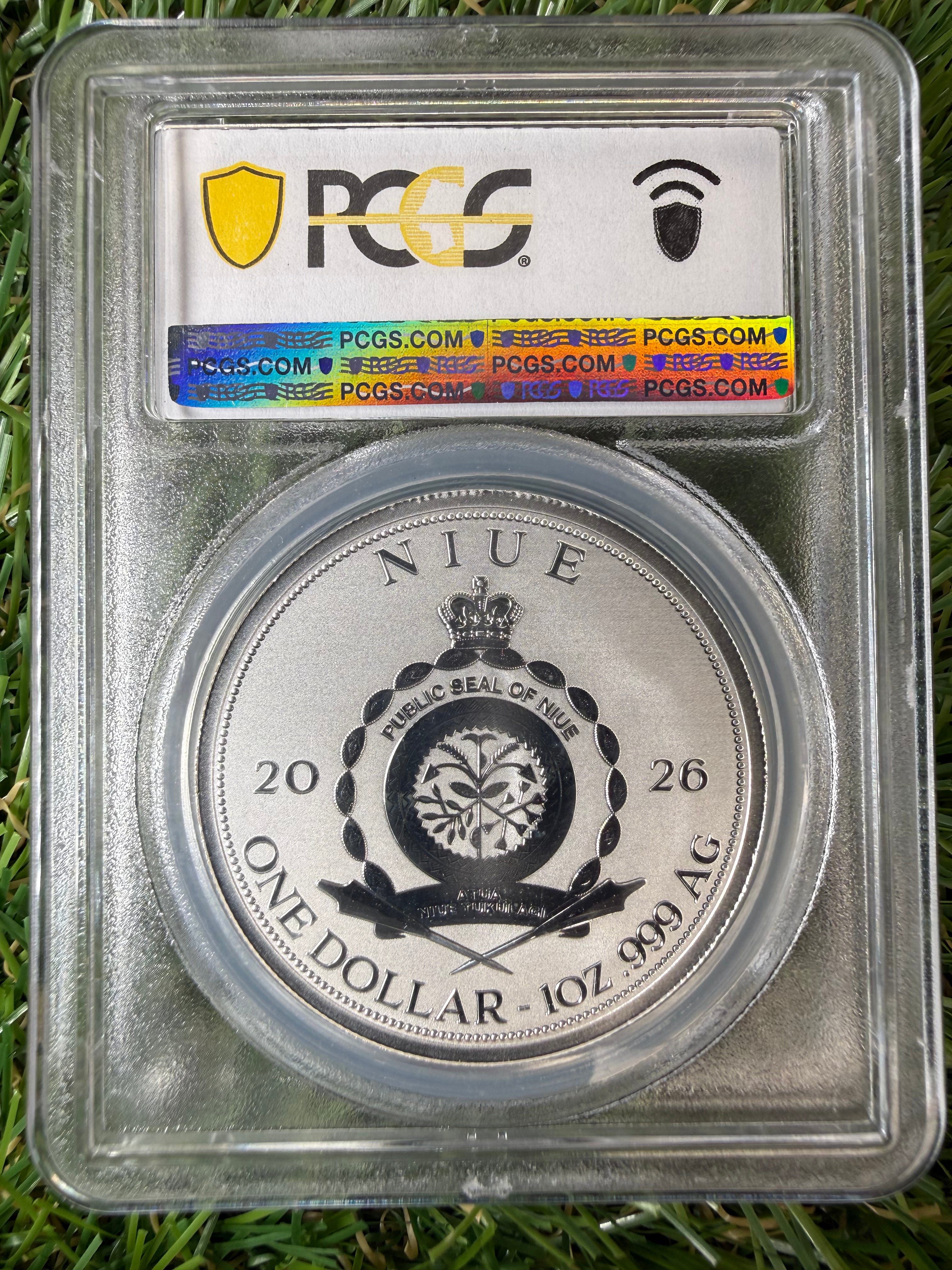 Niue Mermaid 2026 Grey/Black Tail Colourised 1 OZ .999 Fine Silver PCGS PR70