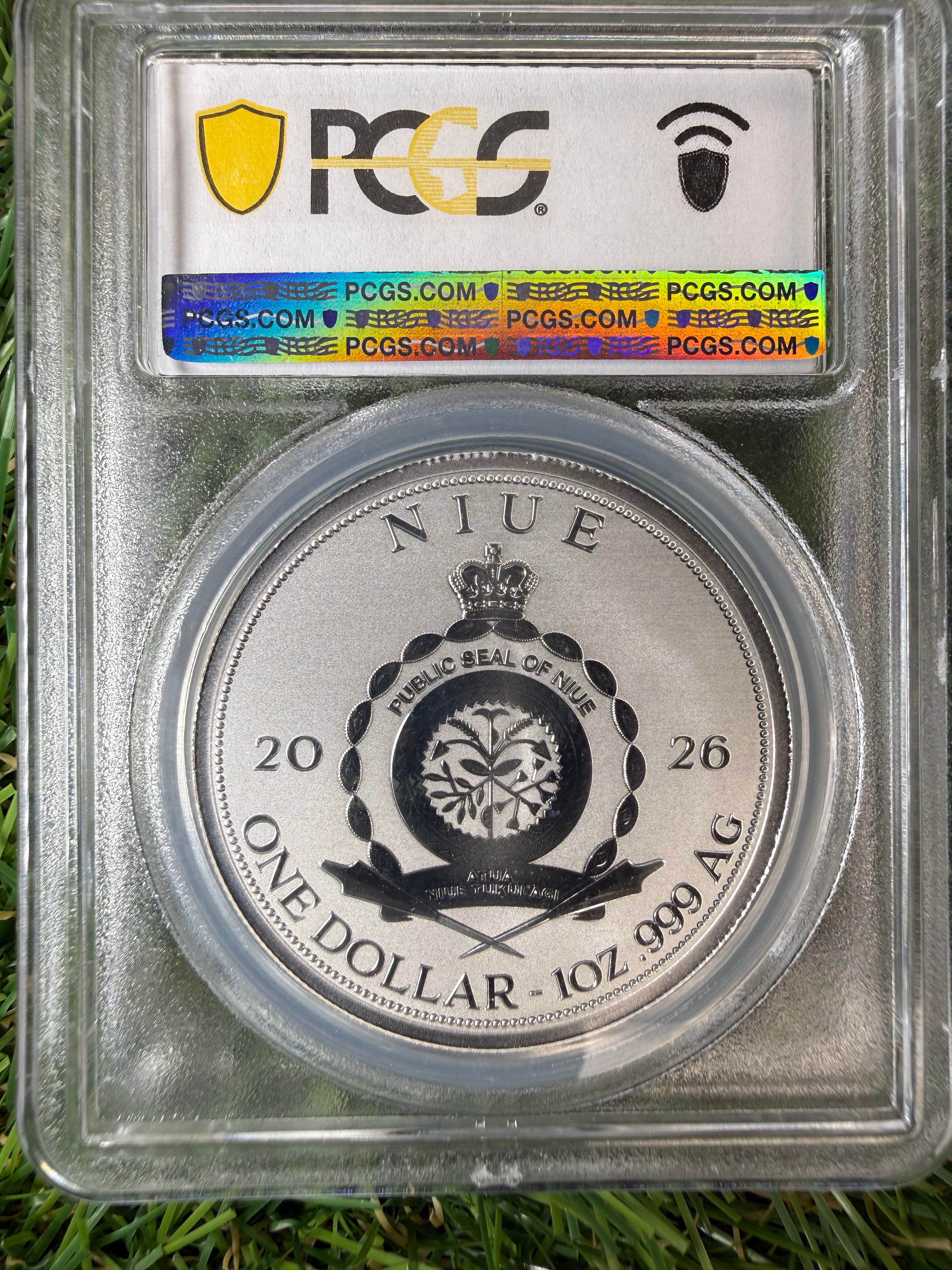 Niue Mermaid 2026 Grey/Black Tail Colourised 1 OZ .999 Fine Silver PCGS PR70