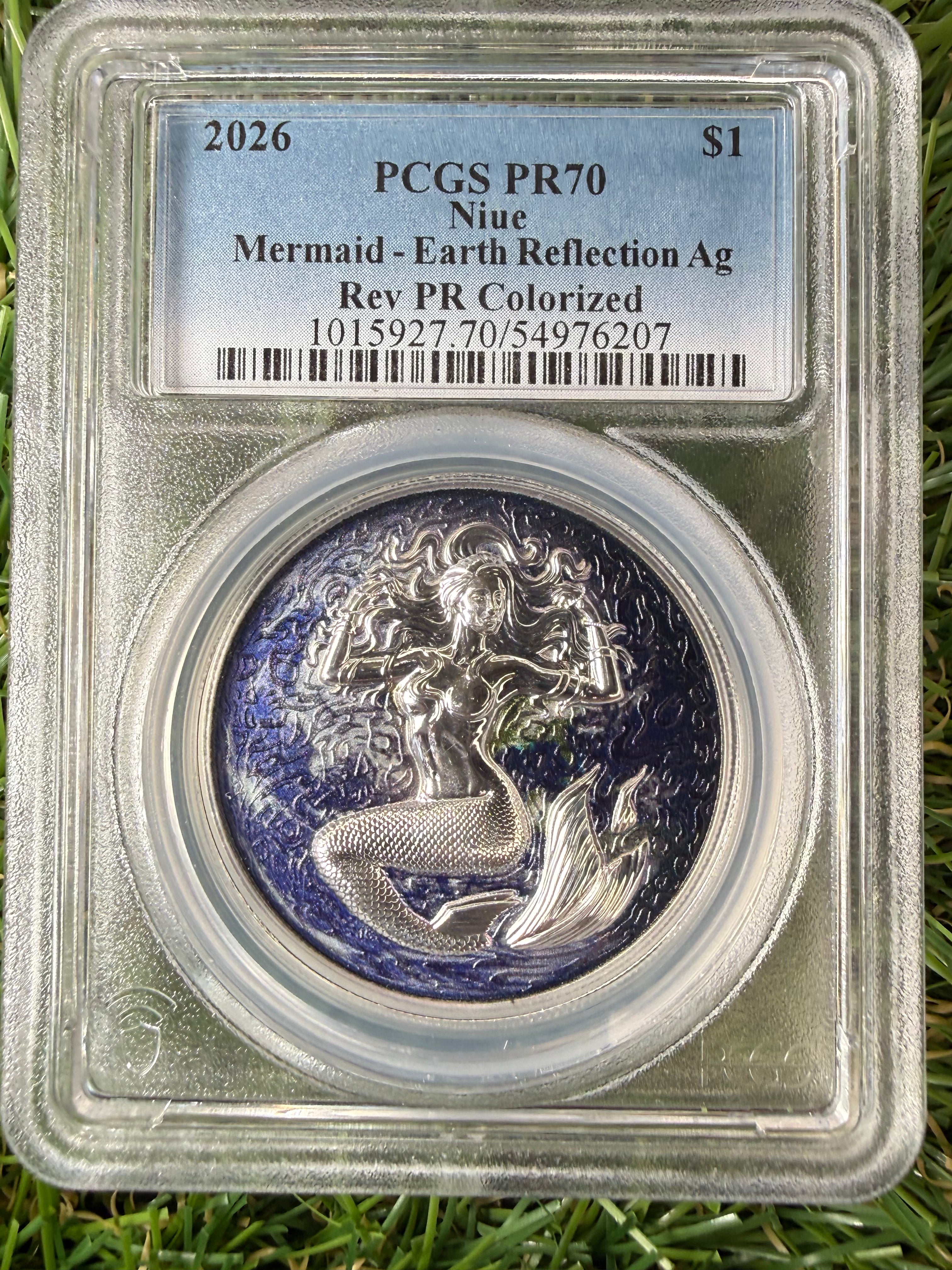 Niue Mermaid 2026 Earth Reflection 1 OZ .999 Fine Silver PCGS PR70