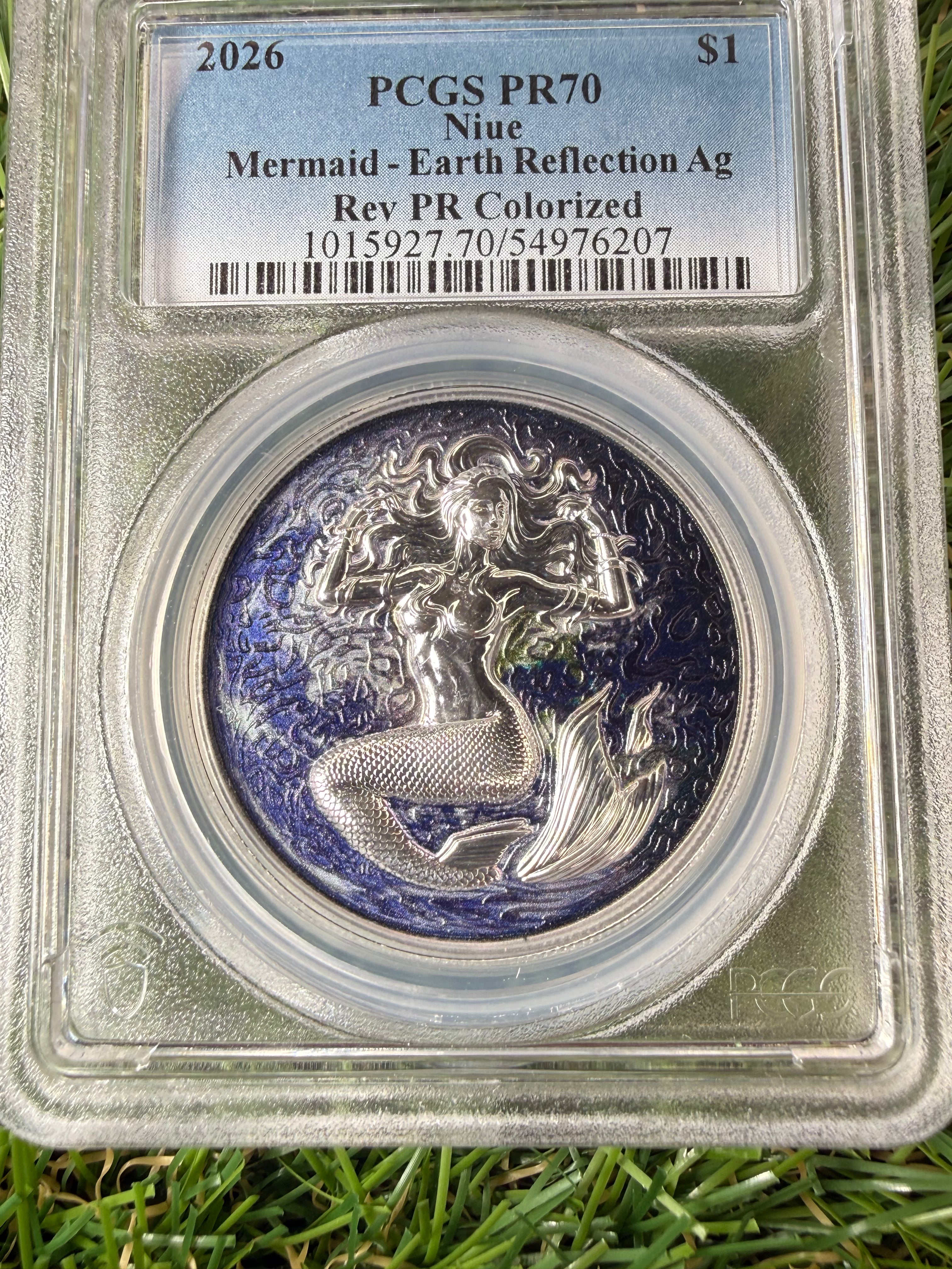 Niue Mermaid 2026 Earth Reflection 1 OZ .999 Fine Silver PCGS PR70