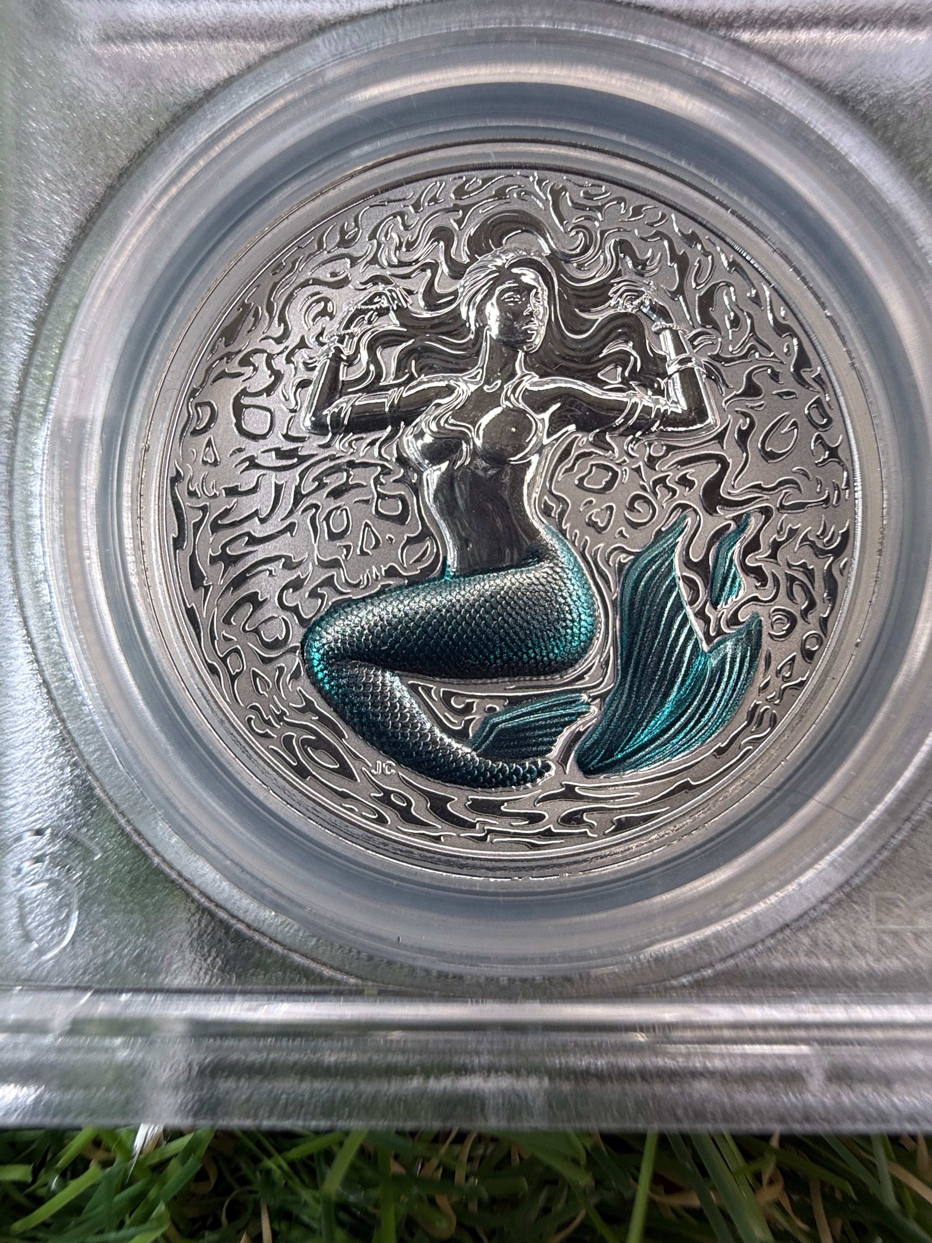 Niue Mermaid 2026 Teal Tail Colorised 1 OZ .999 Fine Silver PCGS PR70
