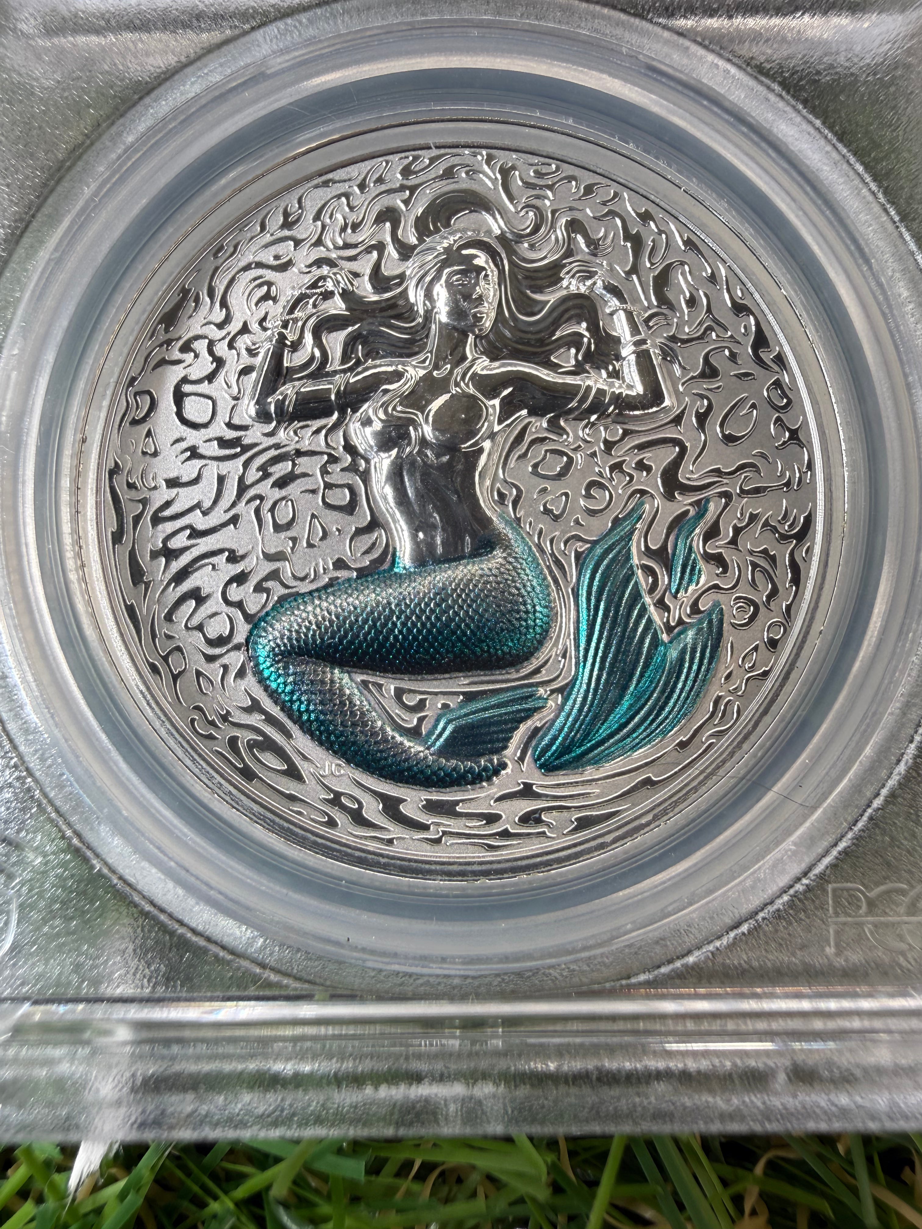 Niue Mermaid 2026 Teal Tail Colorised 1 OZ .999 Fine Silver PCGS PR70