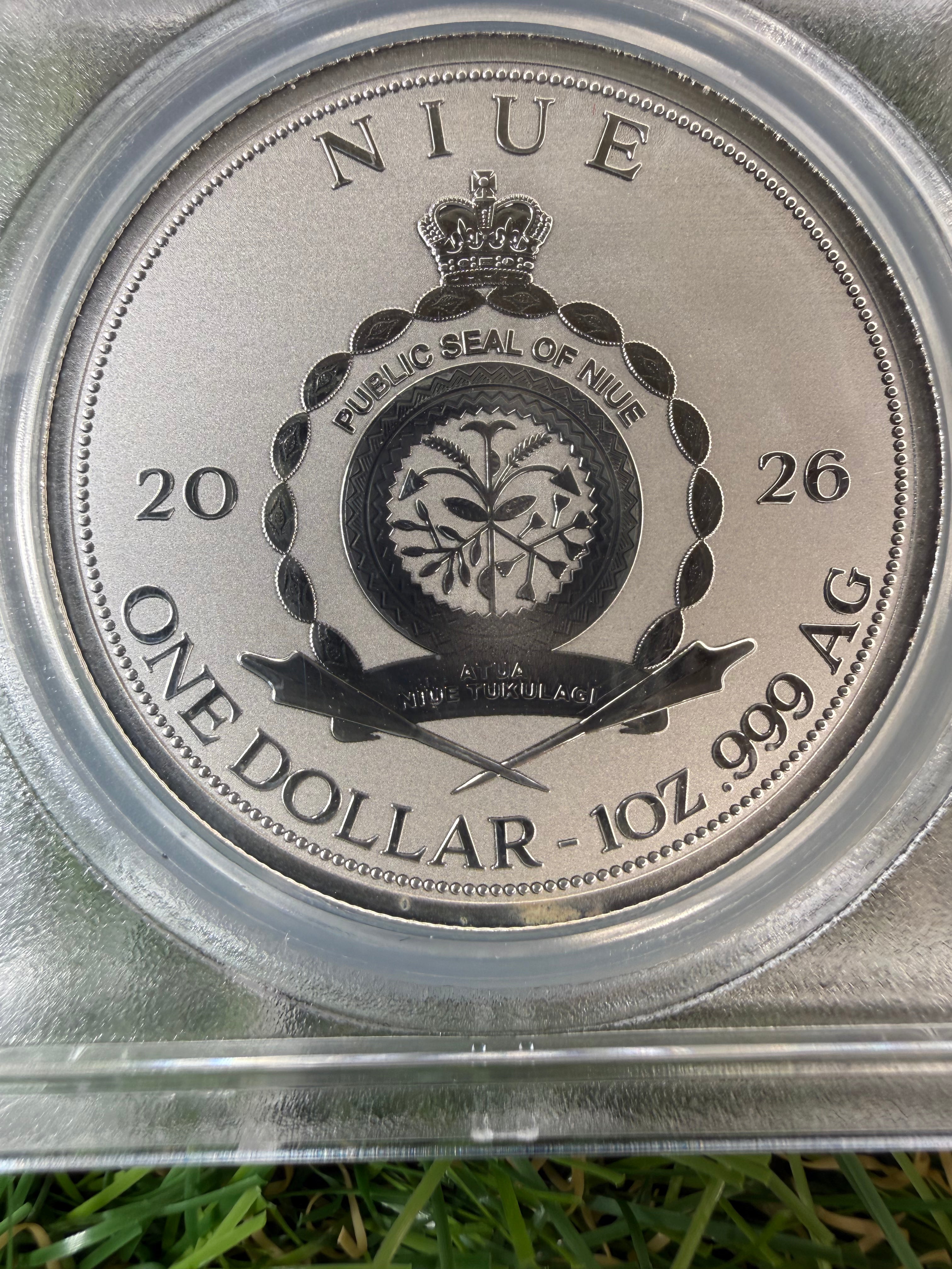 Niue Mermaid 2026 Teal Tail Colorised 1 OZ .999 Fine Silver PCGS PR70