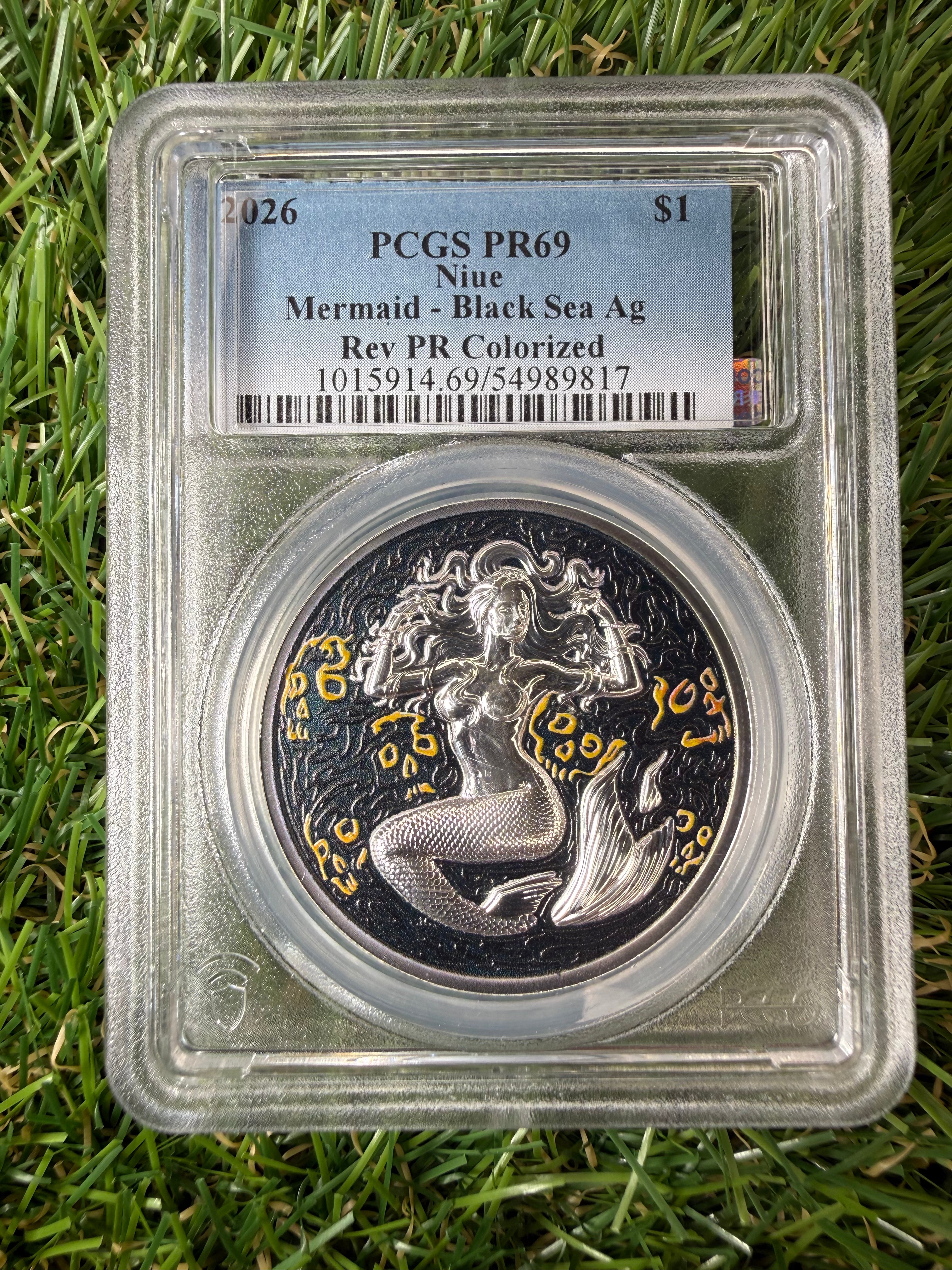 Niue Mermaid 2026 Black Sea 1 OZ .999 Fine Silver PCGS PR69