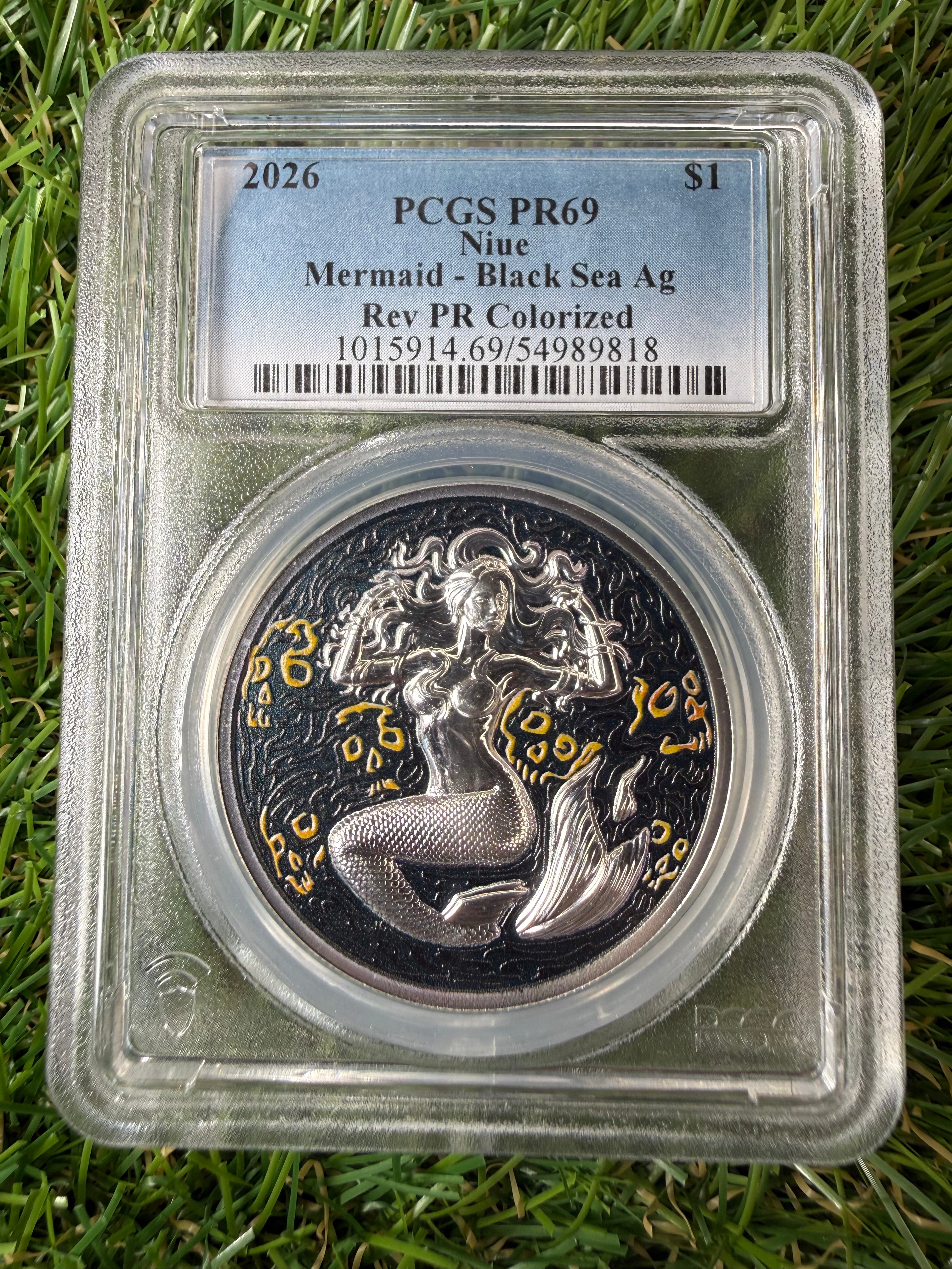 Niue Mermaid 2026 Black Sea 1 OZ .999 Fine Silver PCGS PR69