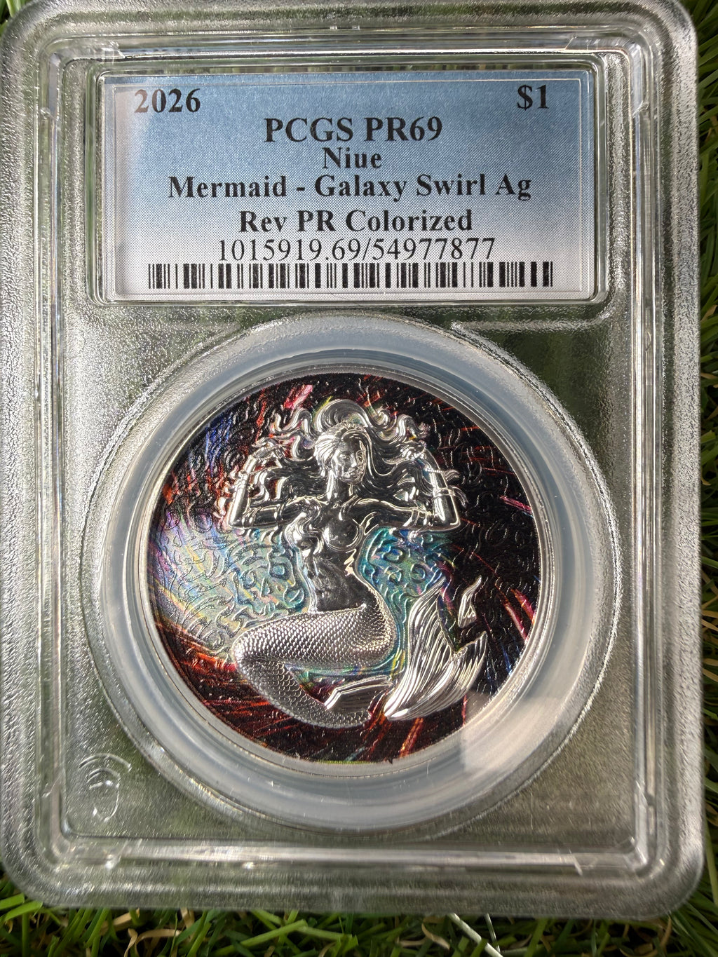 Niue Mermaid 2026 Galaxy Swirl 1 OZ .999 Fine Silver PCGS PR69