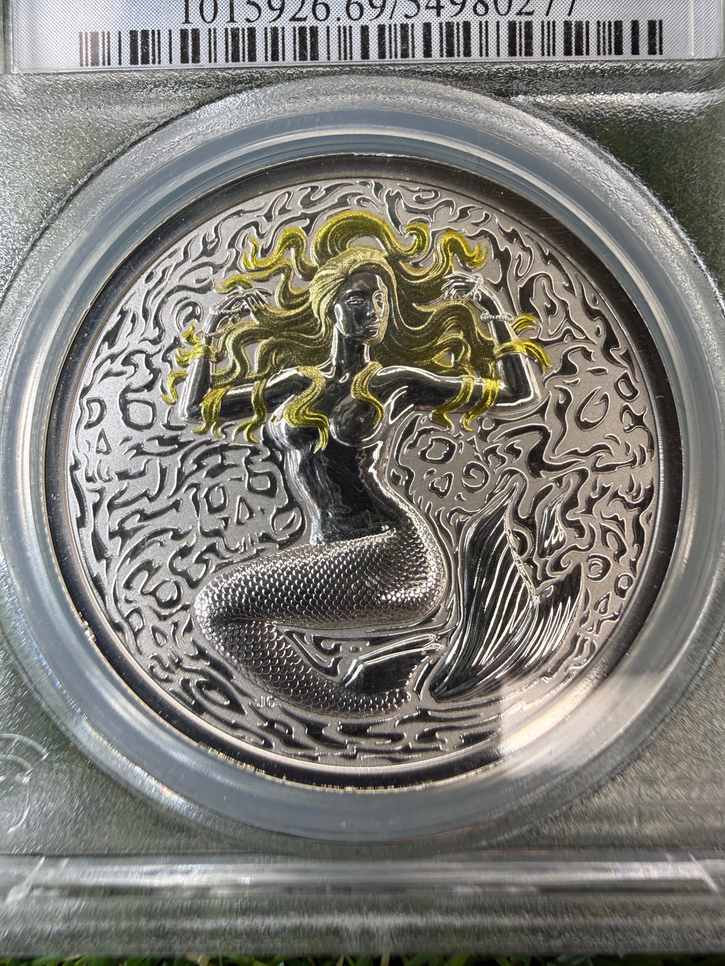 Niue Mermaid 2026 Yellow Hair Colourised 1 OZ .999 Fine Silver PCGS PR69