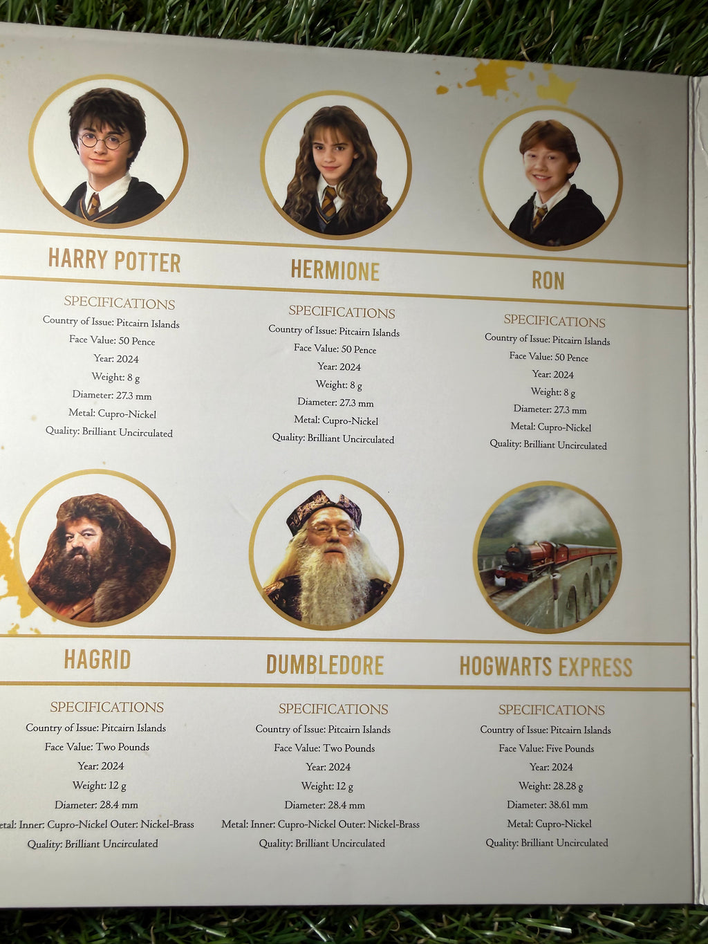 Harry Potter Complete Commemorative BU Coin Collection 2024 in Carded Display Case