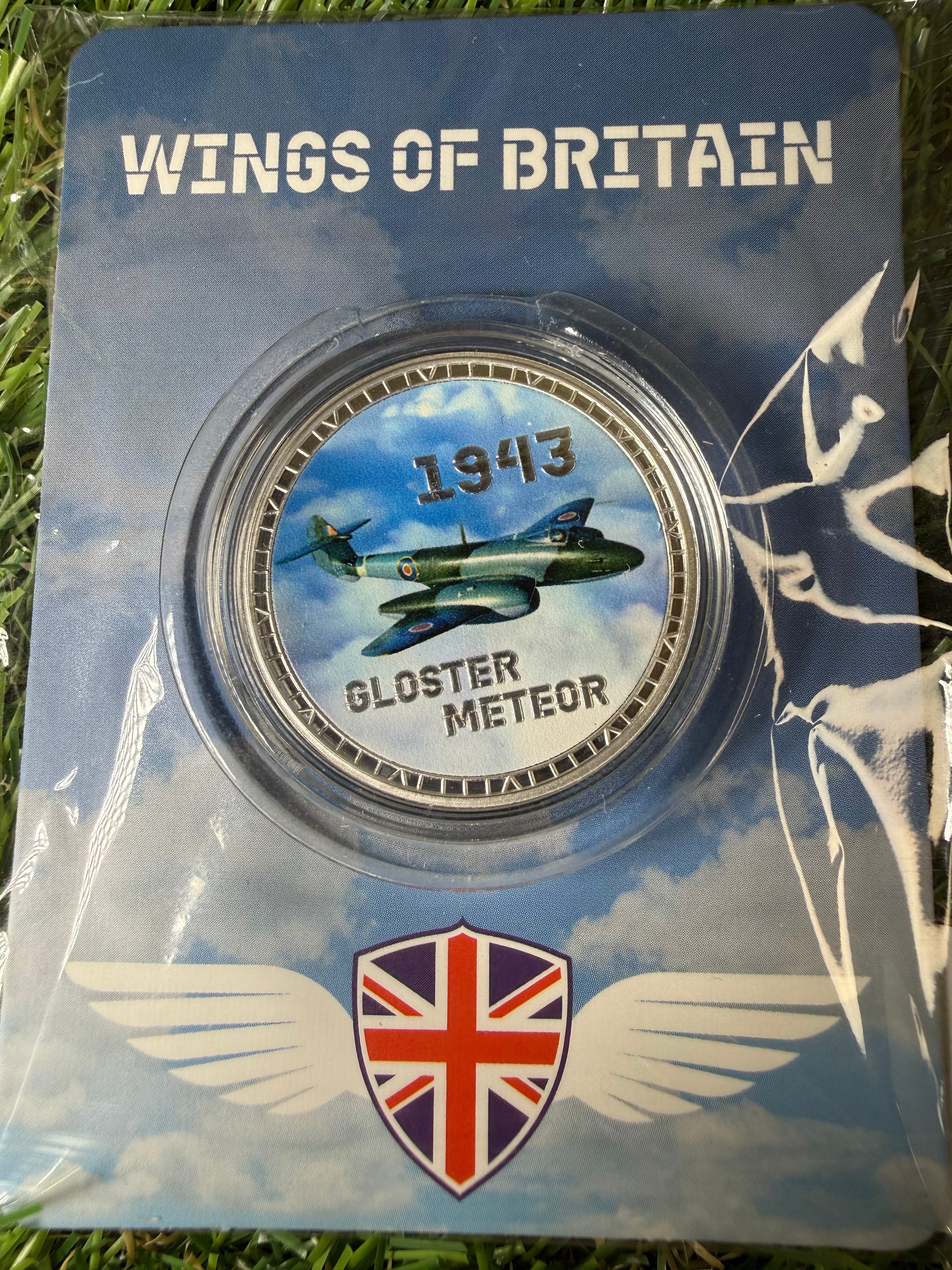 Wings of Britain - Silver Plated Collector Tokens with Colourised Picture