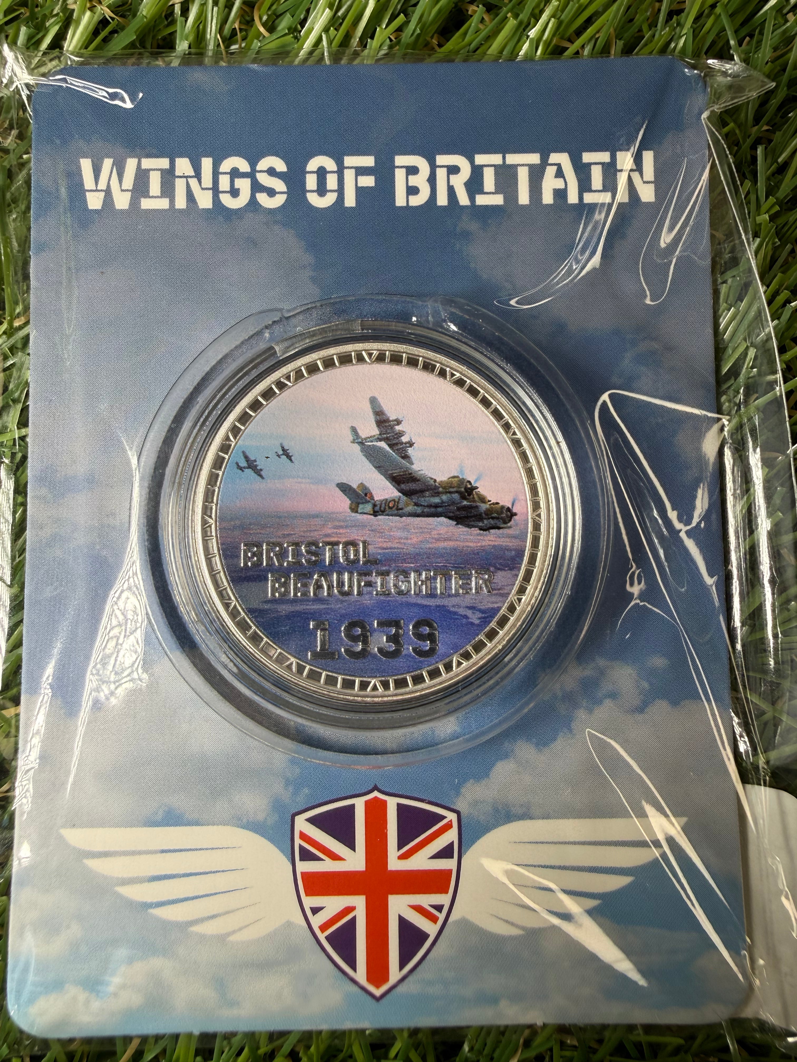 Wings of Britain - Silver Plated Collector Tokens with Colourised Picture