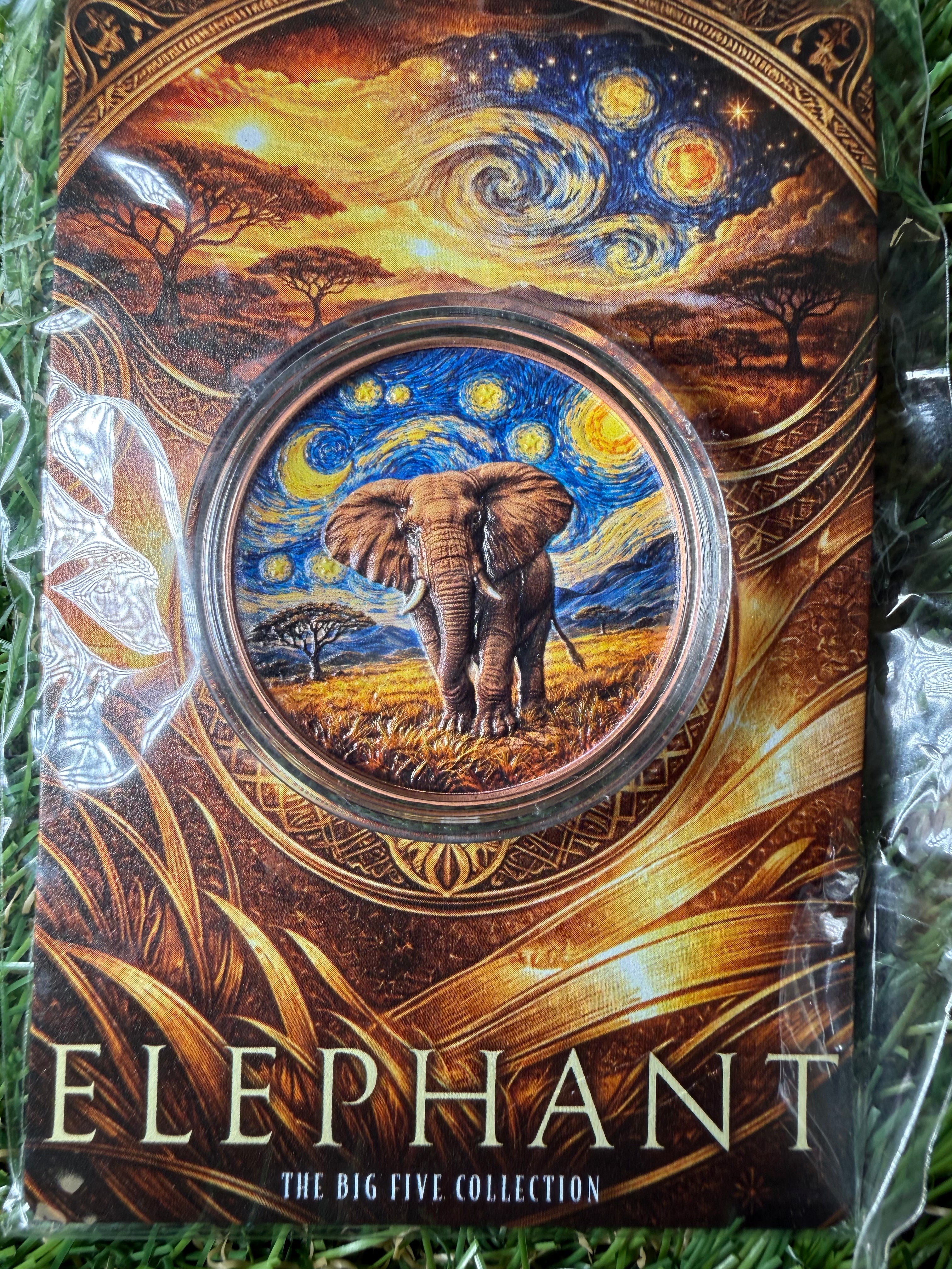 2026 African Big 5 Starry Night Fusion 1 oz Elephant .999 Copper in Blister