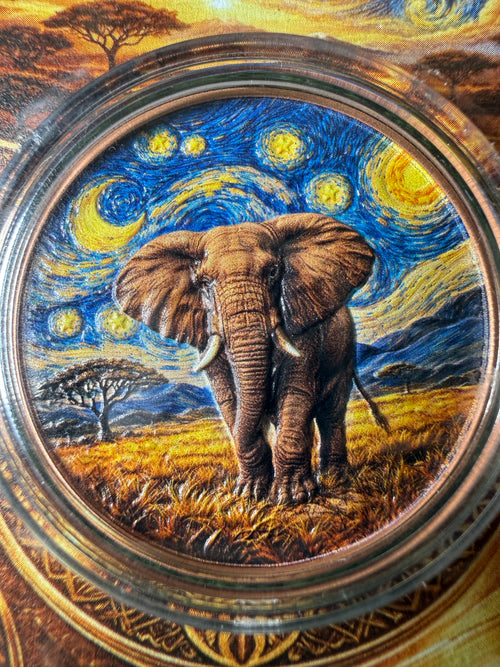 2026 African Big 5 Starry Night Fusion 1 oz Elephant .999 Copper in Blister