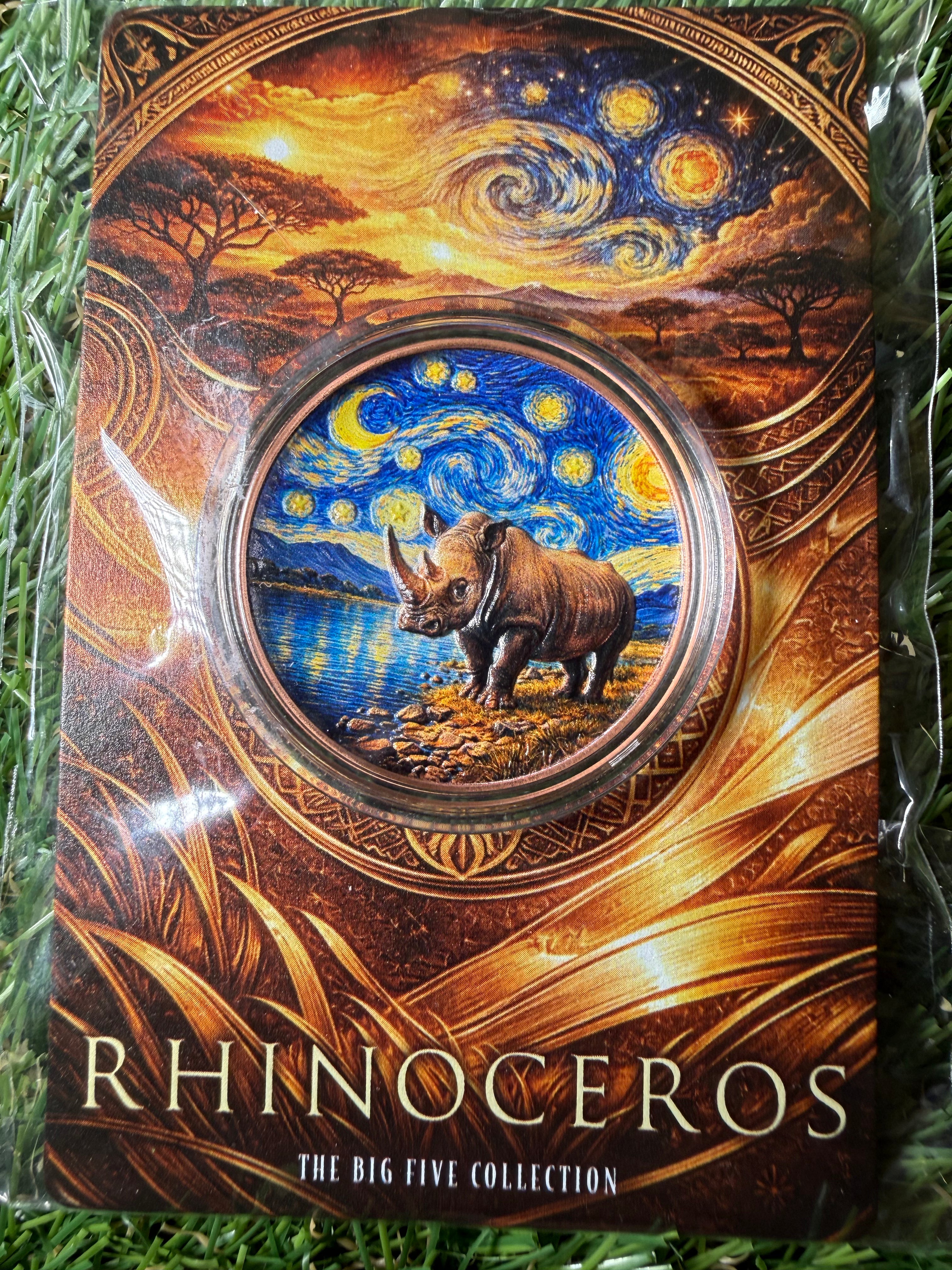 2026 African Big 5 Starry Night Fusion 1 oz Rhinoceros .999 Copper in Blister