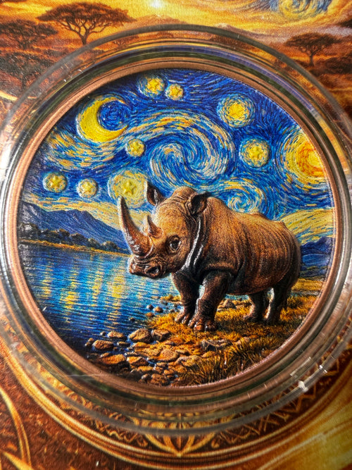2026 African Big 5 Starry Night Fusion 1 oz Rhinoceros .999 Copper in Blister