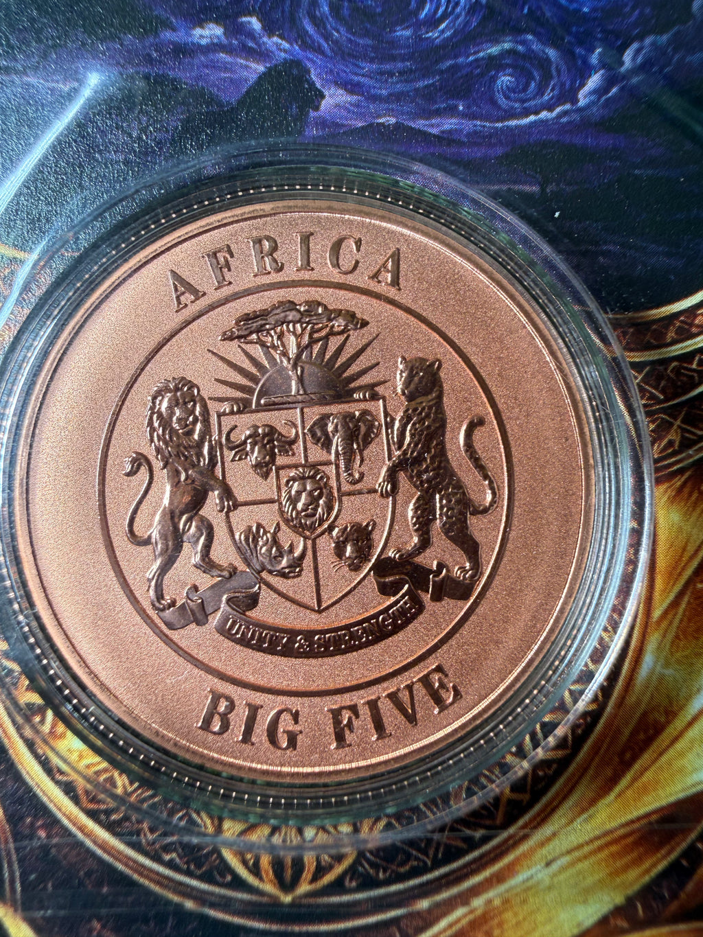 2026 African Big 5 Starry Night Fusion 1 oz Rhinoceros .999 Copper in Blister