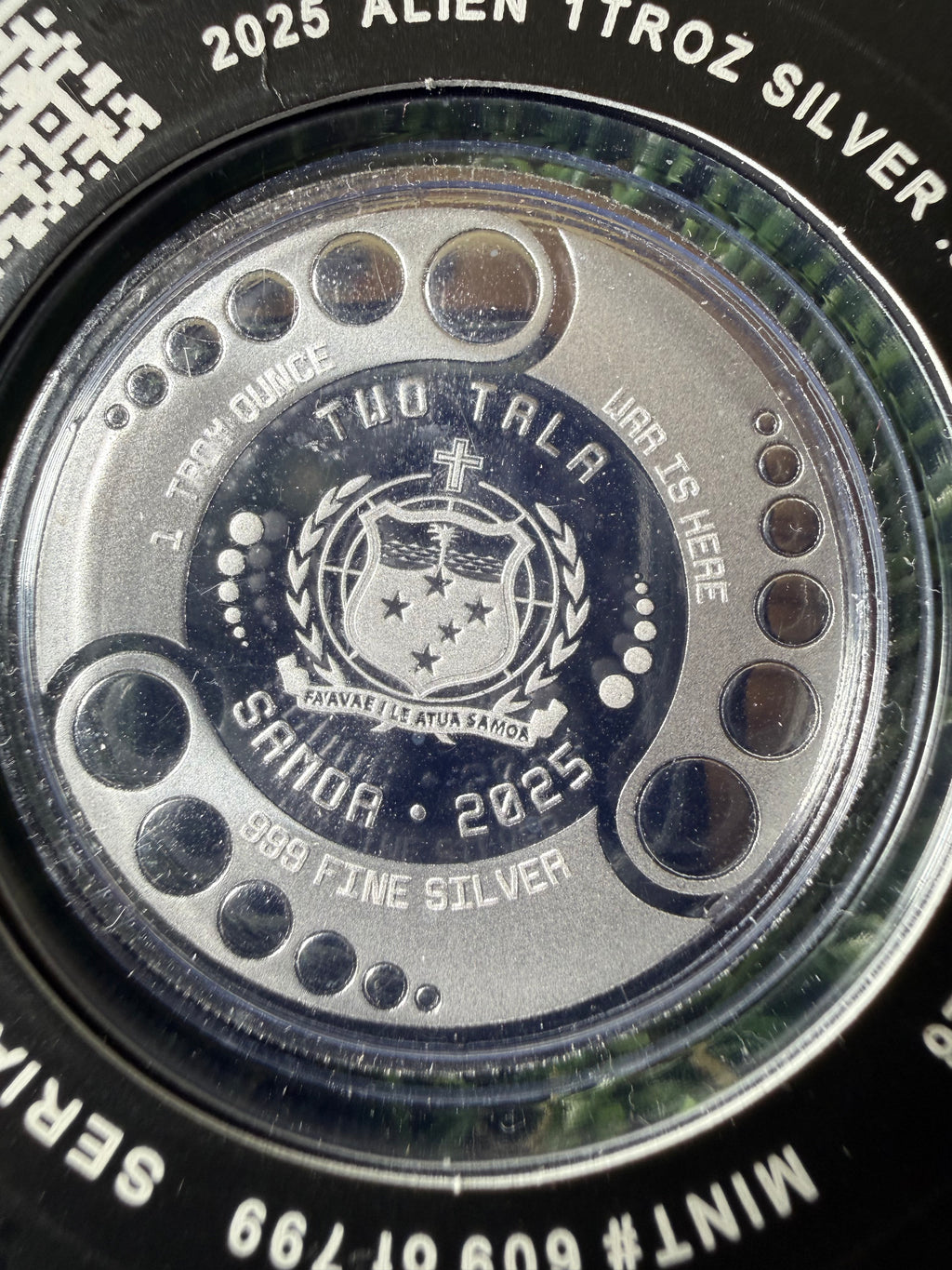 2025 Scottsdale Mint Samoa Alien Architects 1 oz Silver Coin Alpha Strike™ in Certi-Lock case