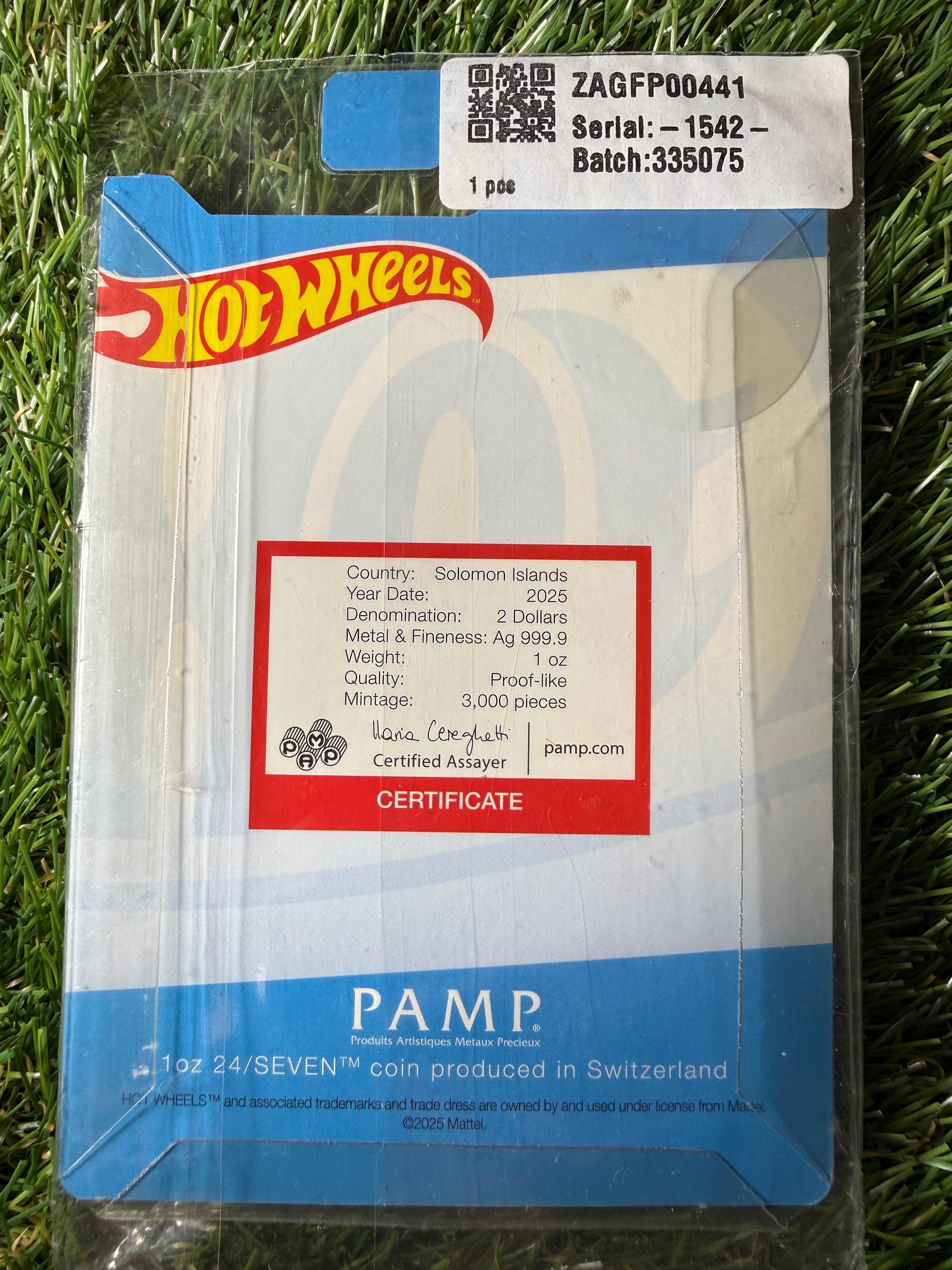 Hot Wheels 24/Seven 2025 1 oz $2 Special Shape Pure Silver Coin – Solomon Island