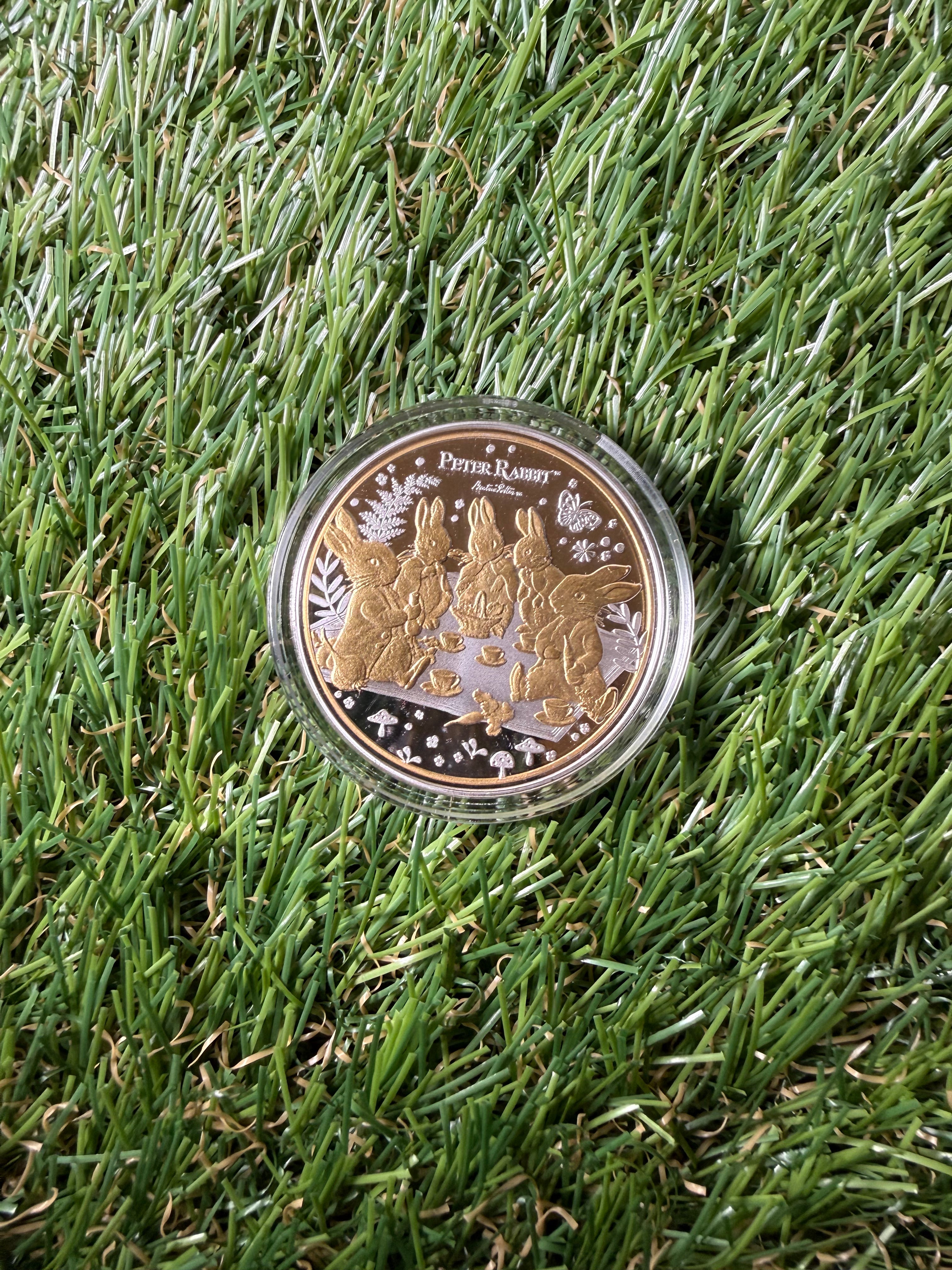 Silver Plated - Gold Gilded Peter Rabbit and Friends Completer Coin