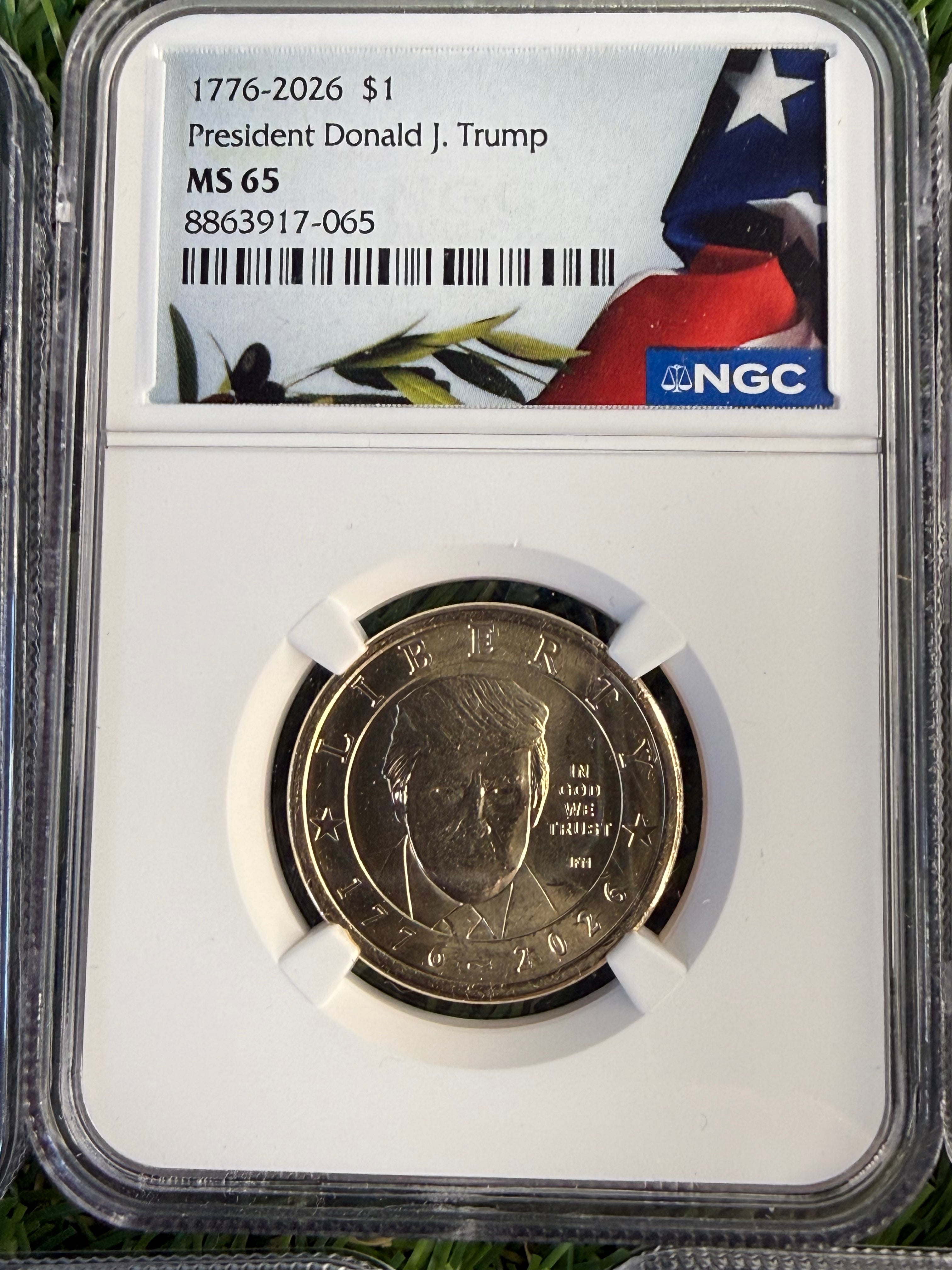 NGC MS65 1776-2026 $1 President Donald J. Trump Commemorative dollar