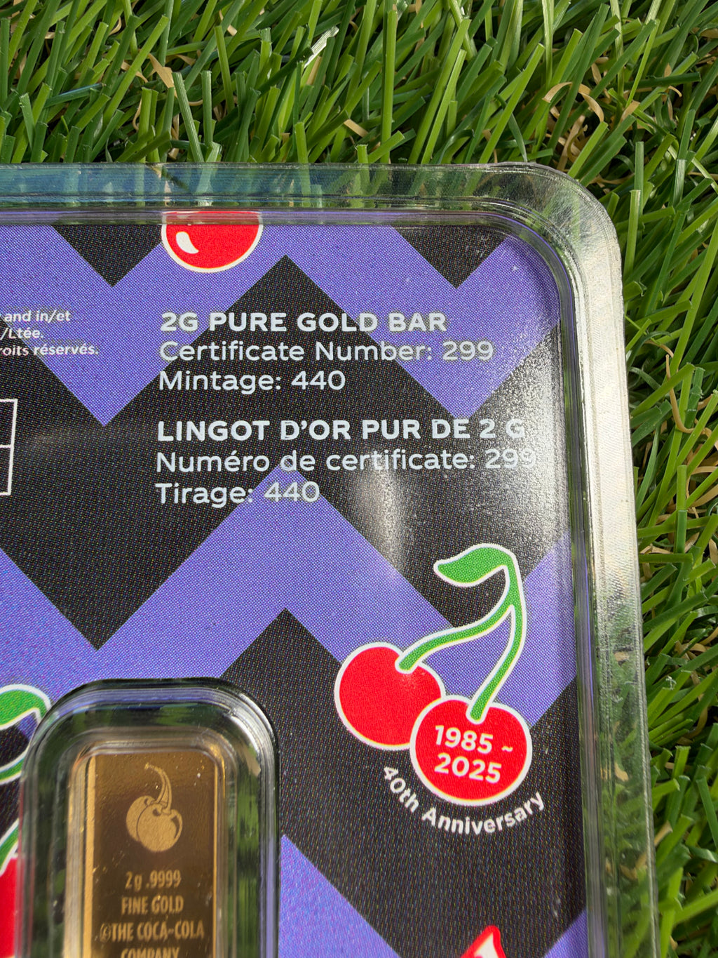 Cherry Coke 2 Gram Fine Gold .9999 Bar Limited Edition 440 Mintage